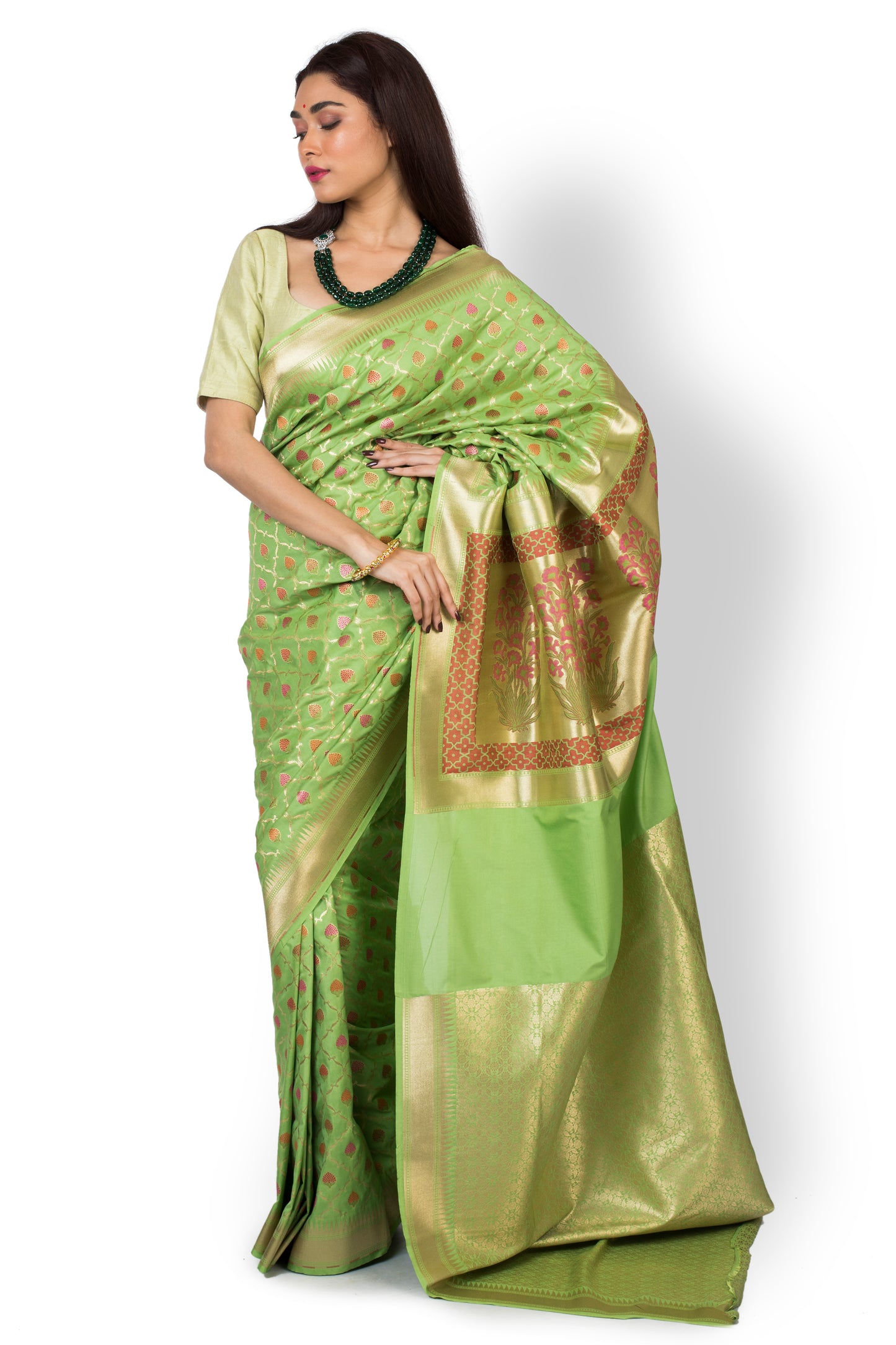 Party Wear Designer Saree In Light Green Color