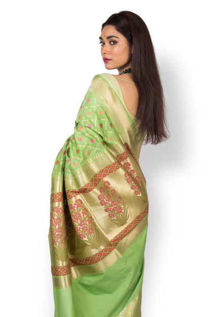 Party Wear Designer Saree In Light Green Color