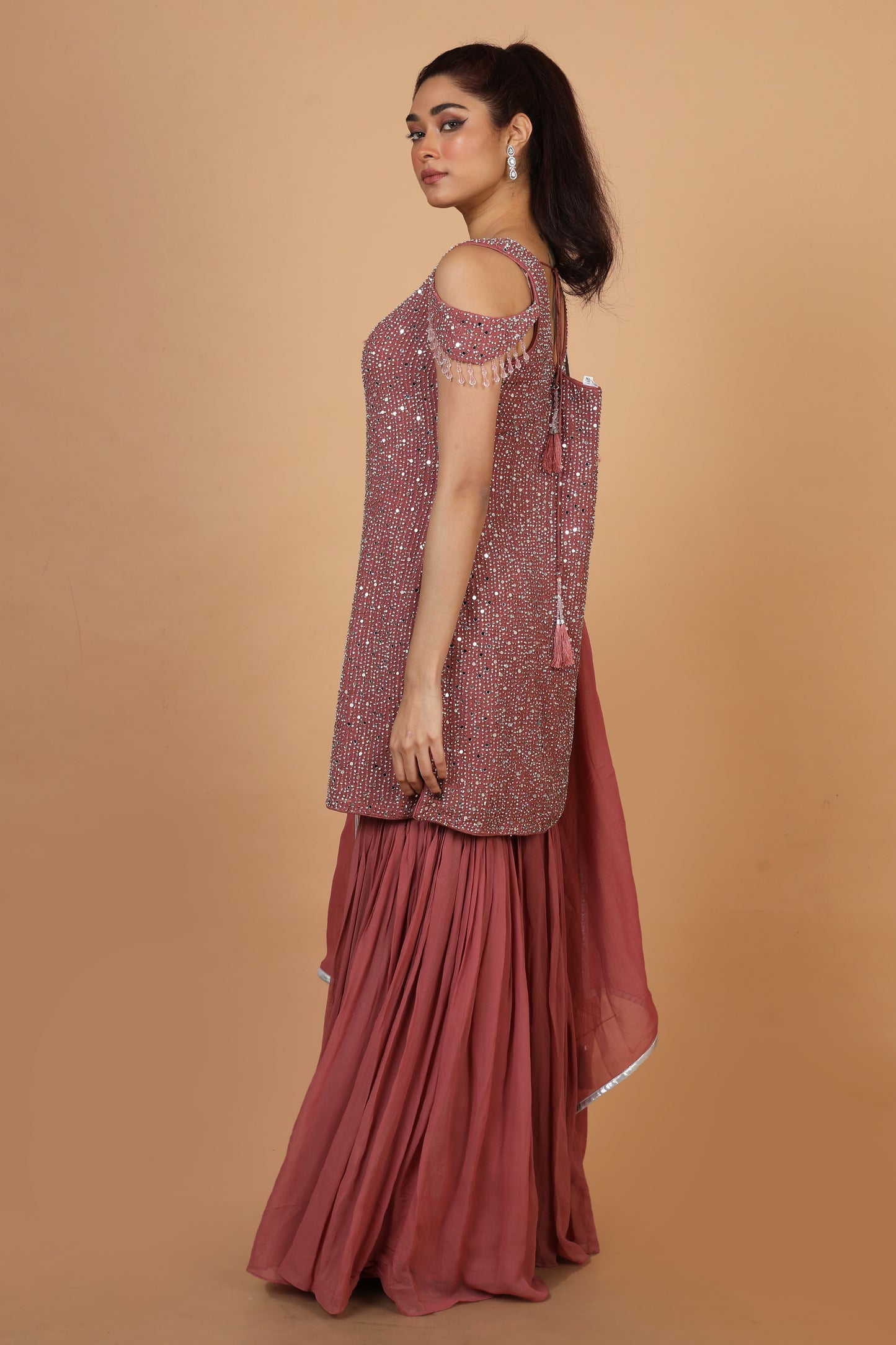 Party Wear Palazzo set In Mauve Color