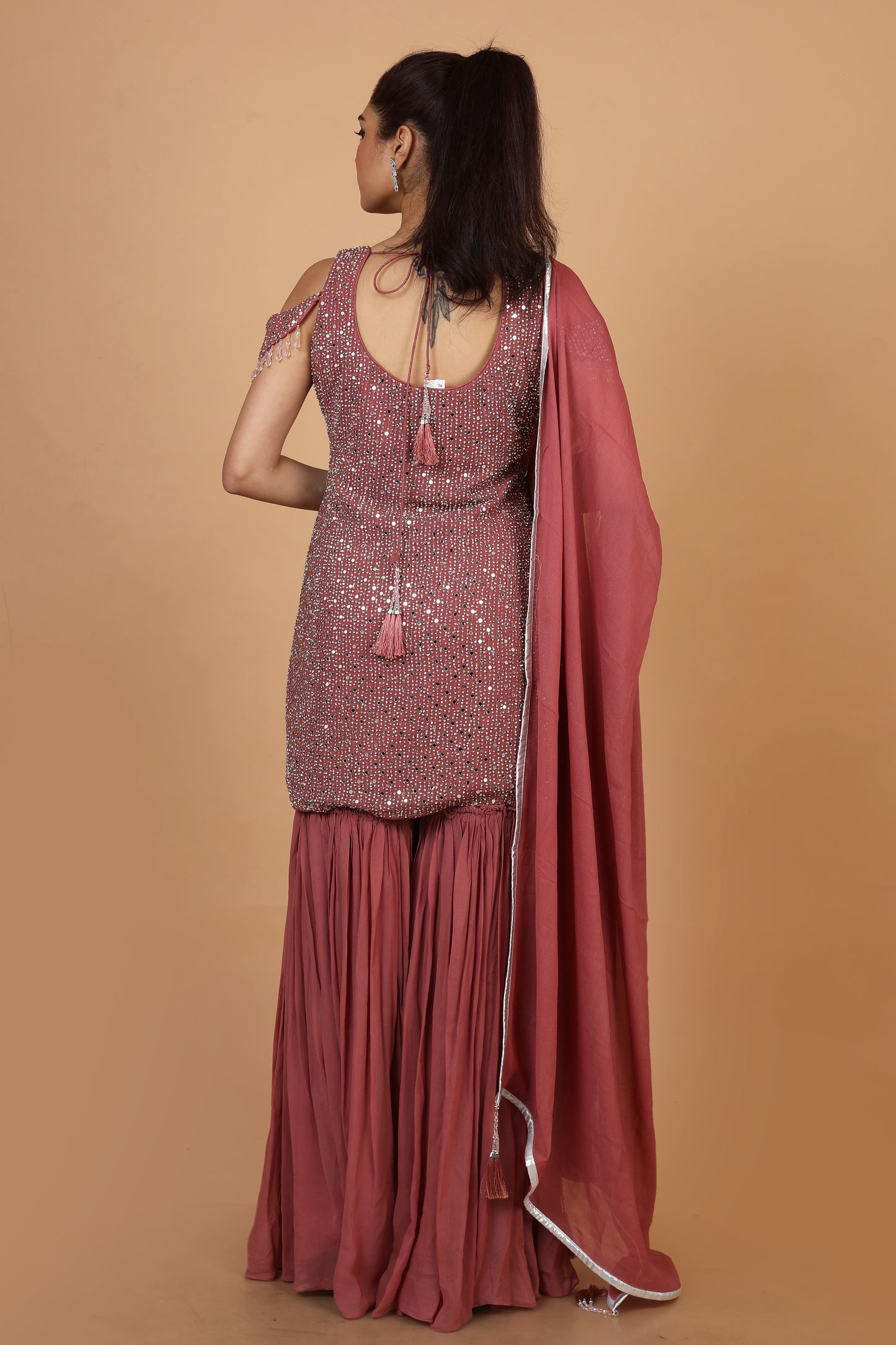 Party Wear Palazzo set In Mauve Color