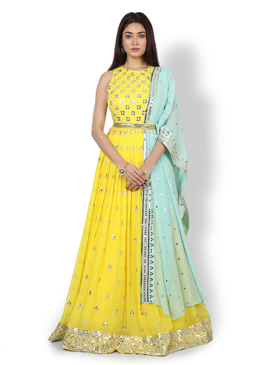 Casual  Gown In Yellow Color