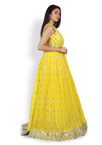 Casual  Gown In Yellow Color