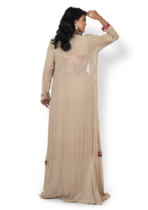 Casual Plazzo Set with Cape In Beige Color