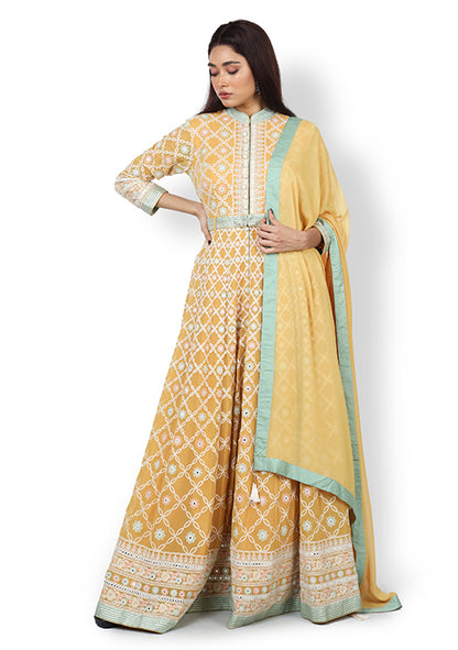 Casual  Gown In Yellow Colour