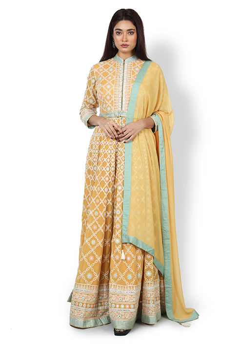 Casual  Gown In Yellow Colour