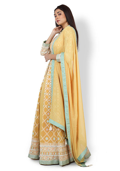 Casual  Gown In Yellow Colour