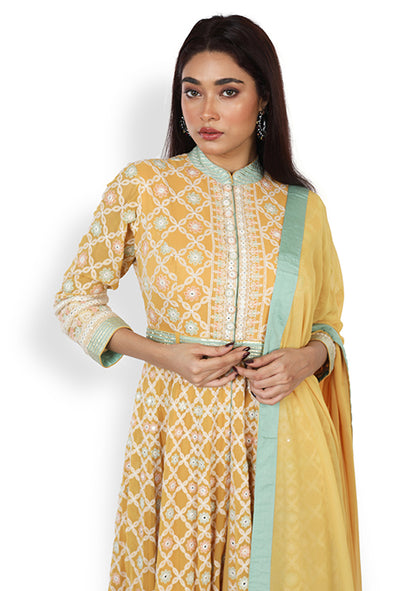 Casual  Gown In Yellow Colour