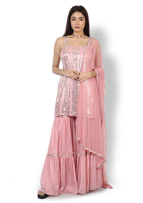 Casual Sharara Set In Pink Colour