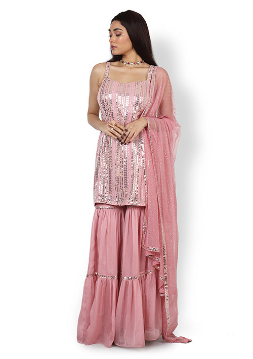 Casual Sharara Set In Pink Colour