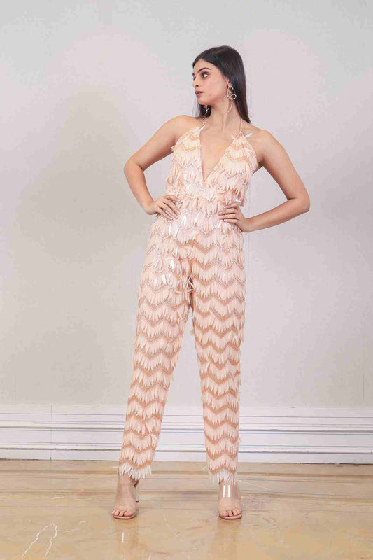 Designer Peach color jumpsuit