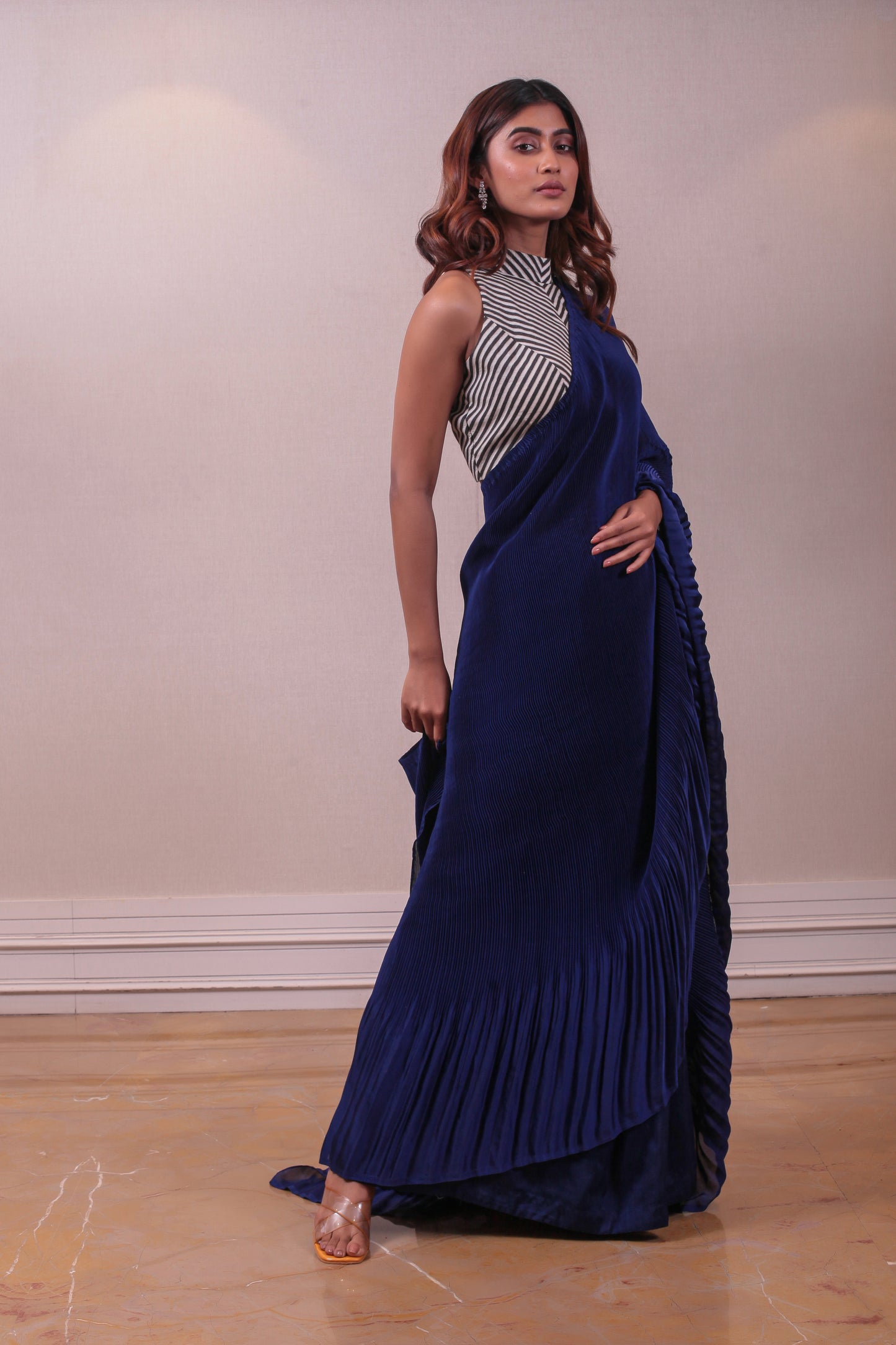 Designer Ultramarine Blue Drape Saree