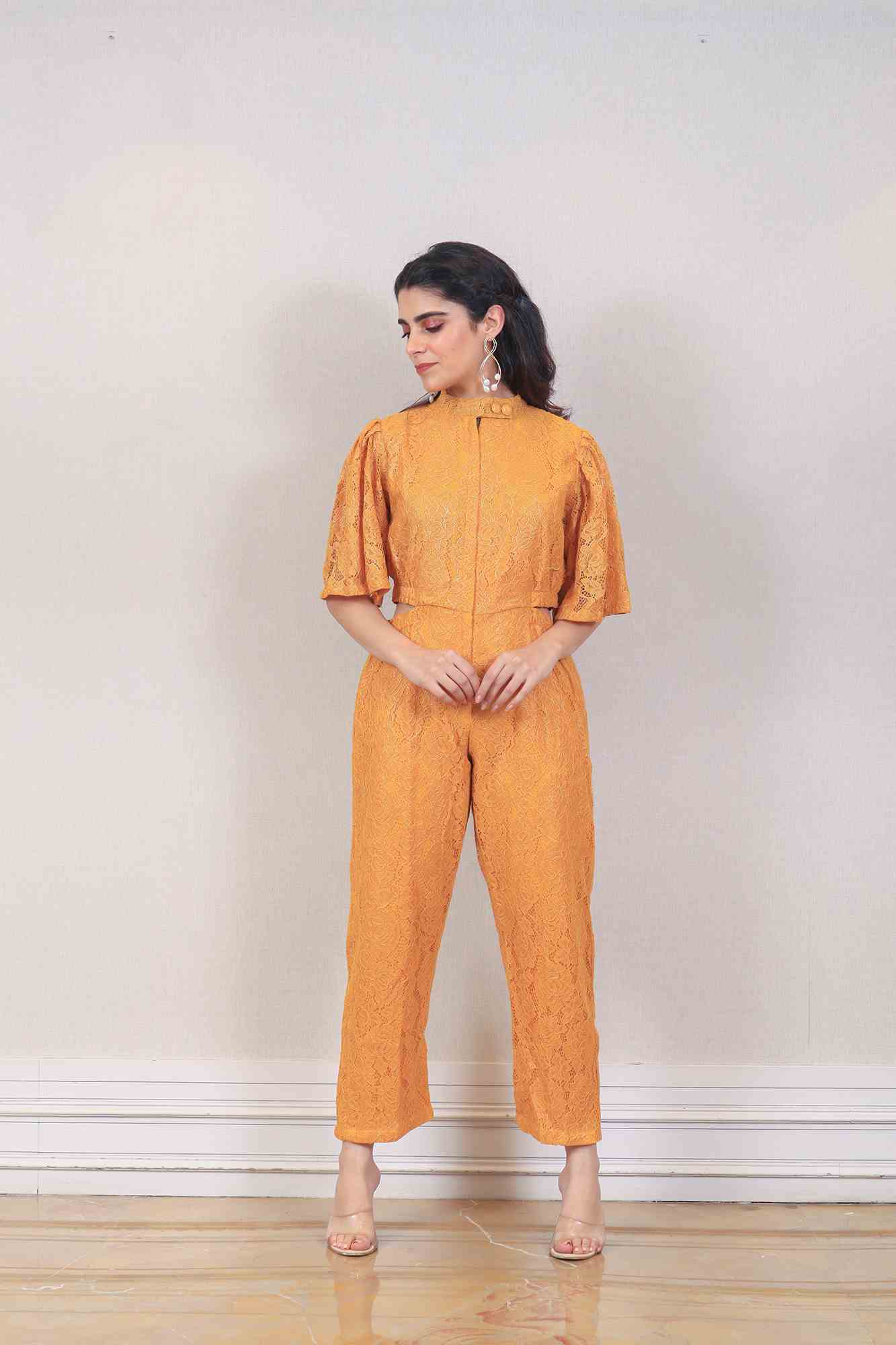 Designer Yellow ochre color Jumpsuit