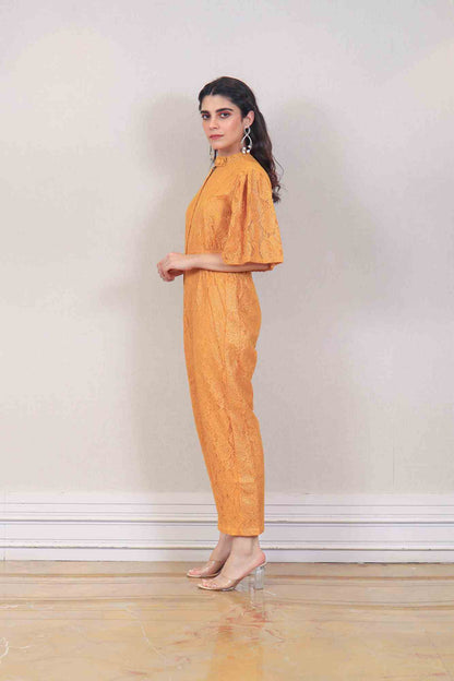 Designer Yellow ochre color Jumpsuit