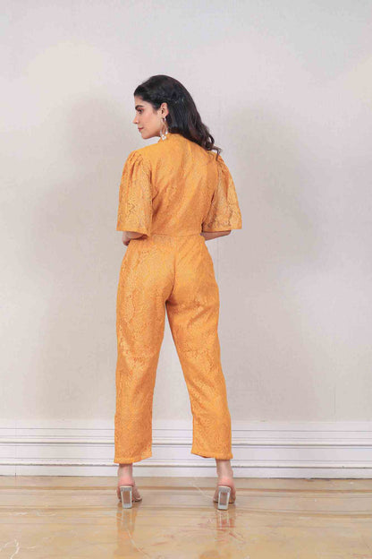 Designer Yellow ochre color Jumpsuit