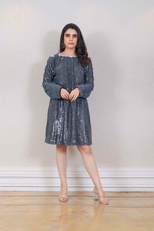 Designer Charcoal Grey Color Dress