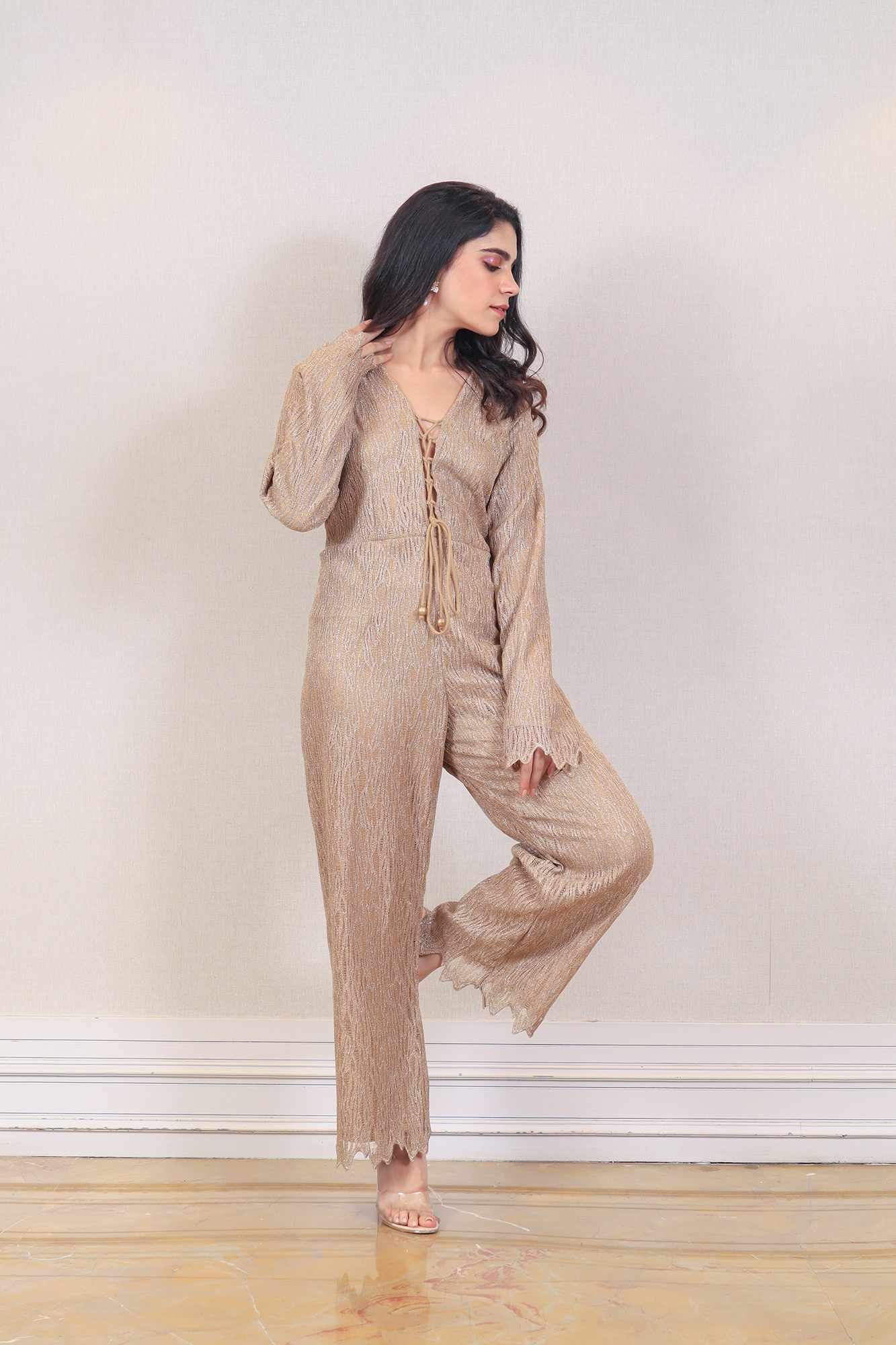 Designer Golden color jumpsuit