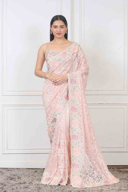 Saree in Peach color at online Simaaya