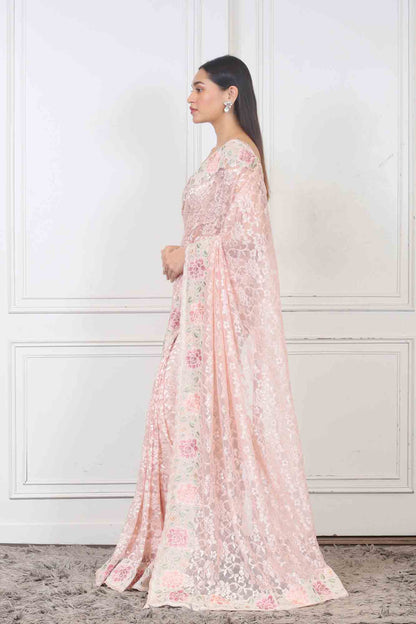 Saree in Peach color at online Simaaya