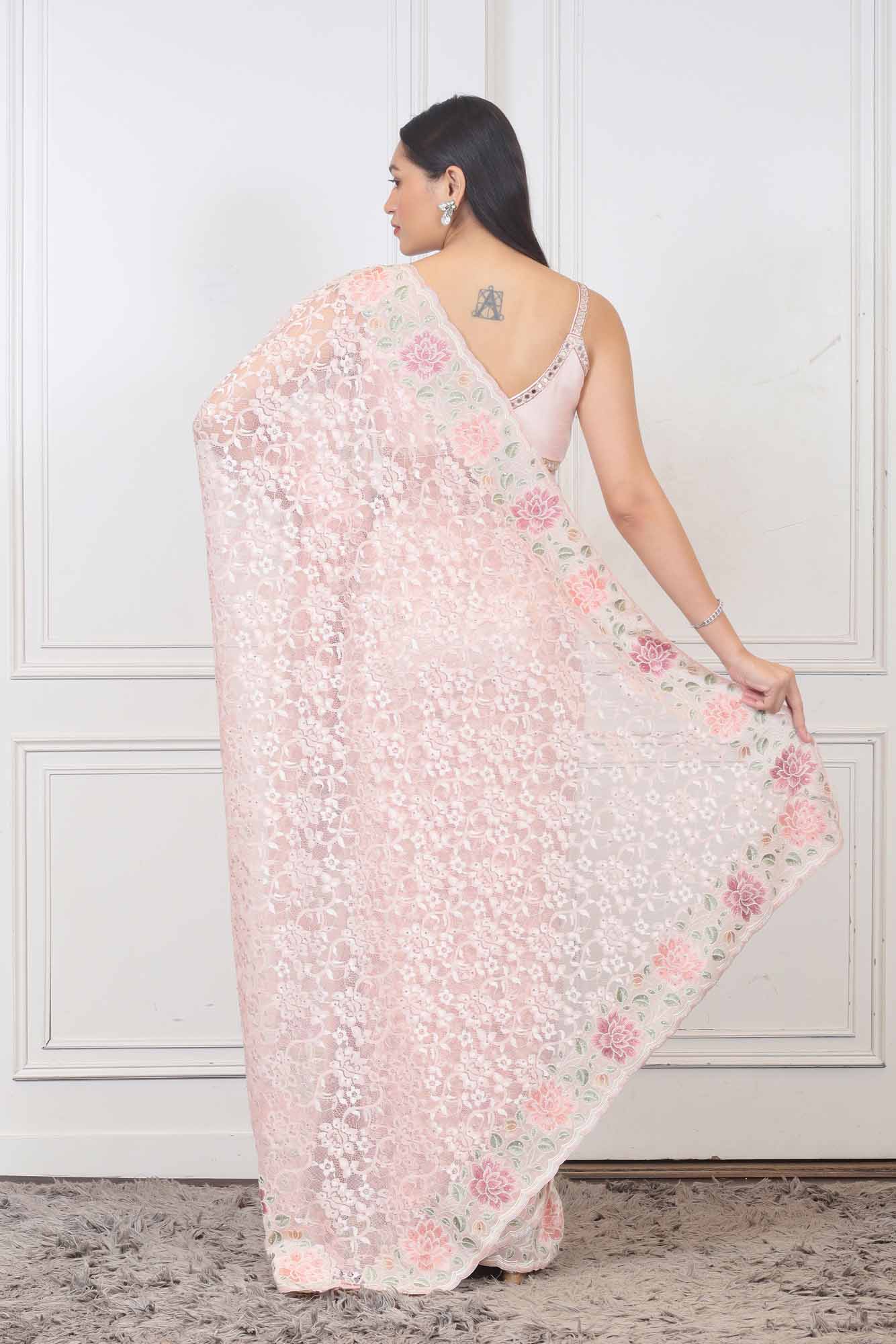 Saree in Peach color at online Simaaya