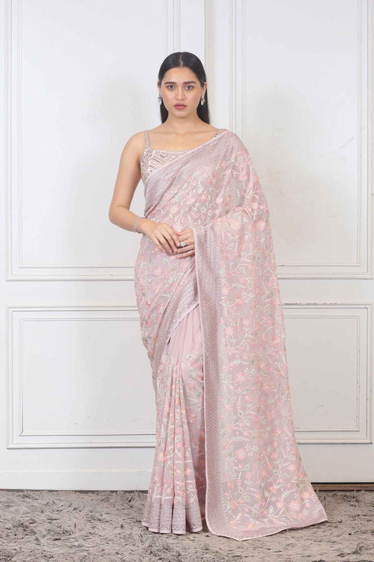 Saree in Peach color at online Simaaya