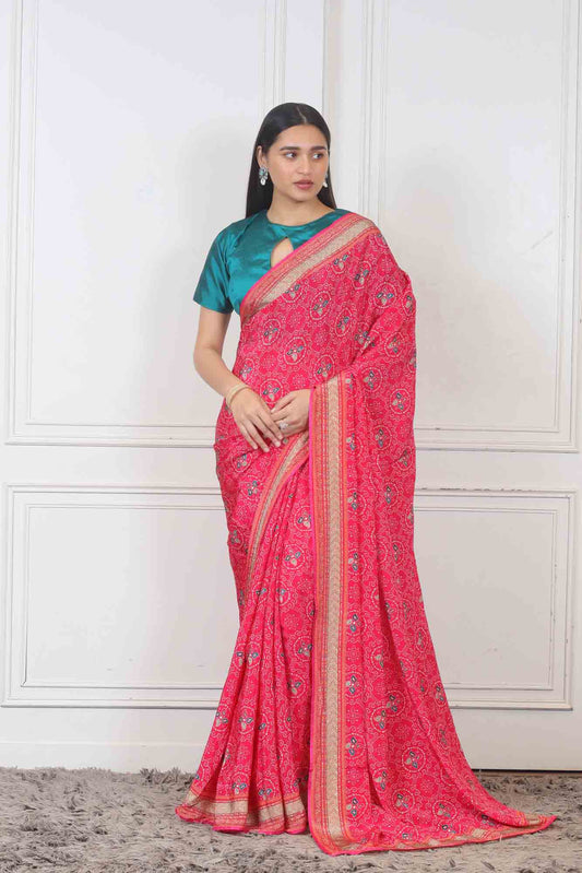 Saree in Pink color at online Simaaya