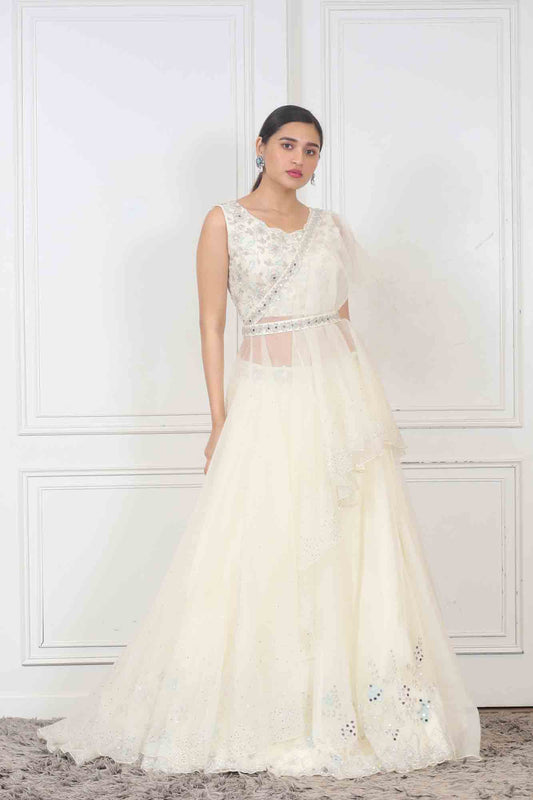 Party wear Lehenga in White color at online Simaaya