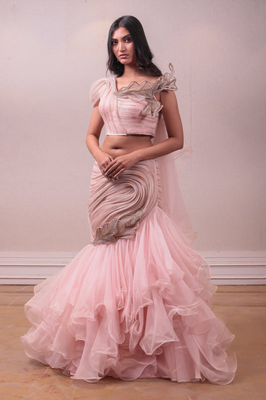 Modern Designer Silhouette's Rosy Pink Ruffled Lehenga