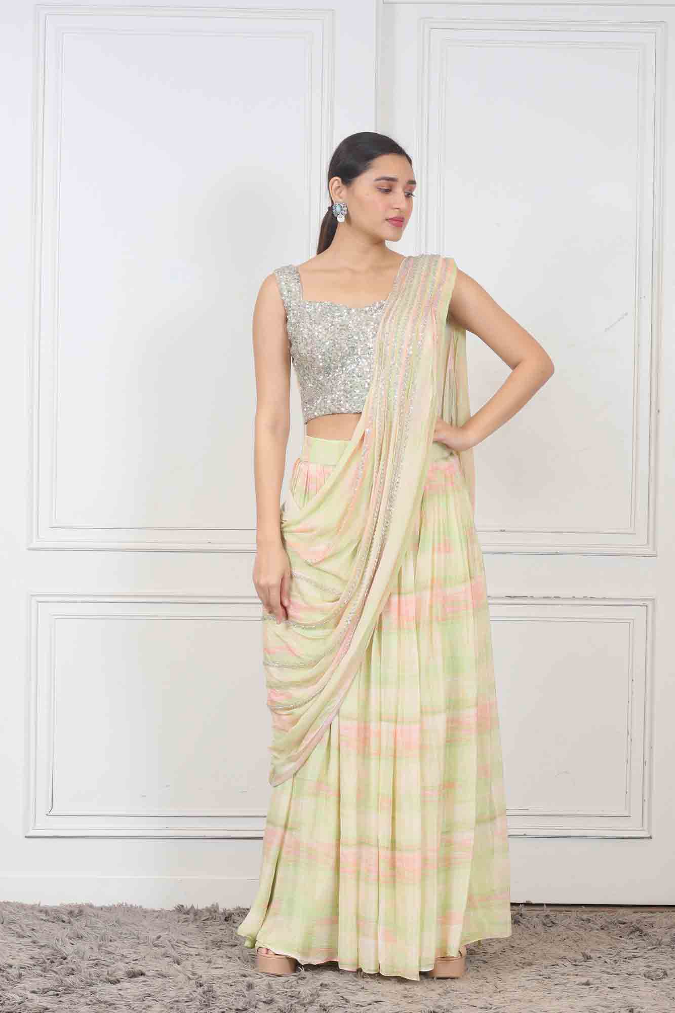 Party wear Lehenga in Light Green  Color at online Simaaya