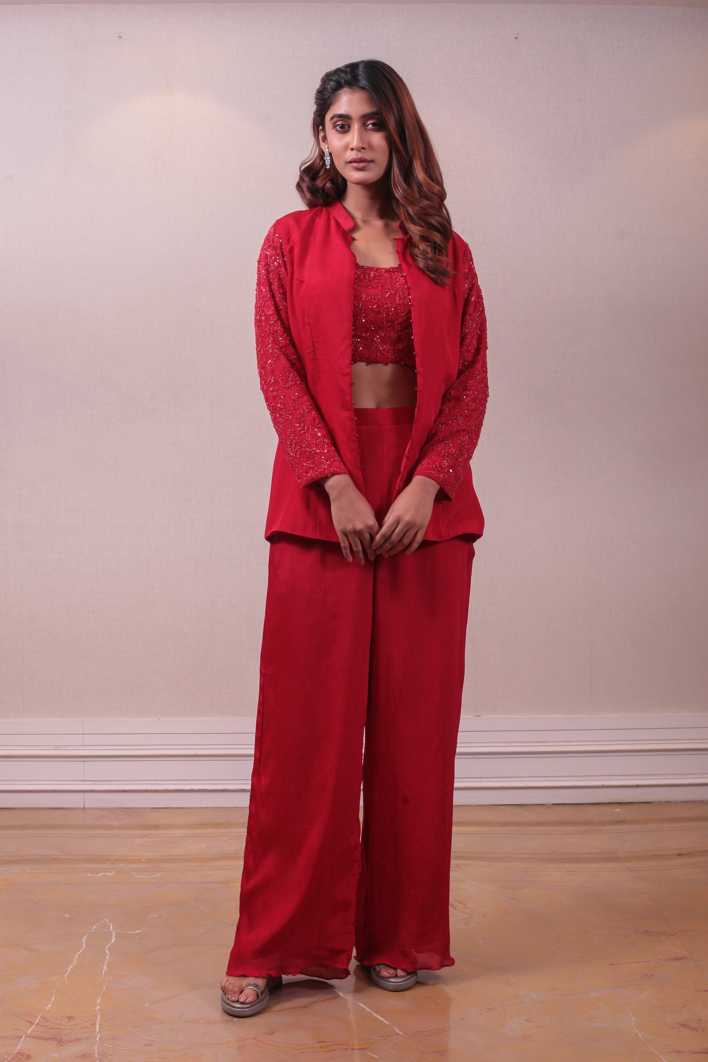 Designer Red Pantsuit set with tank top