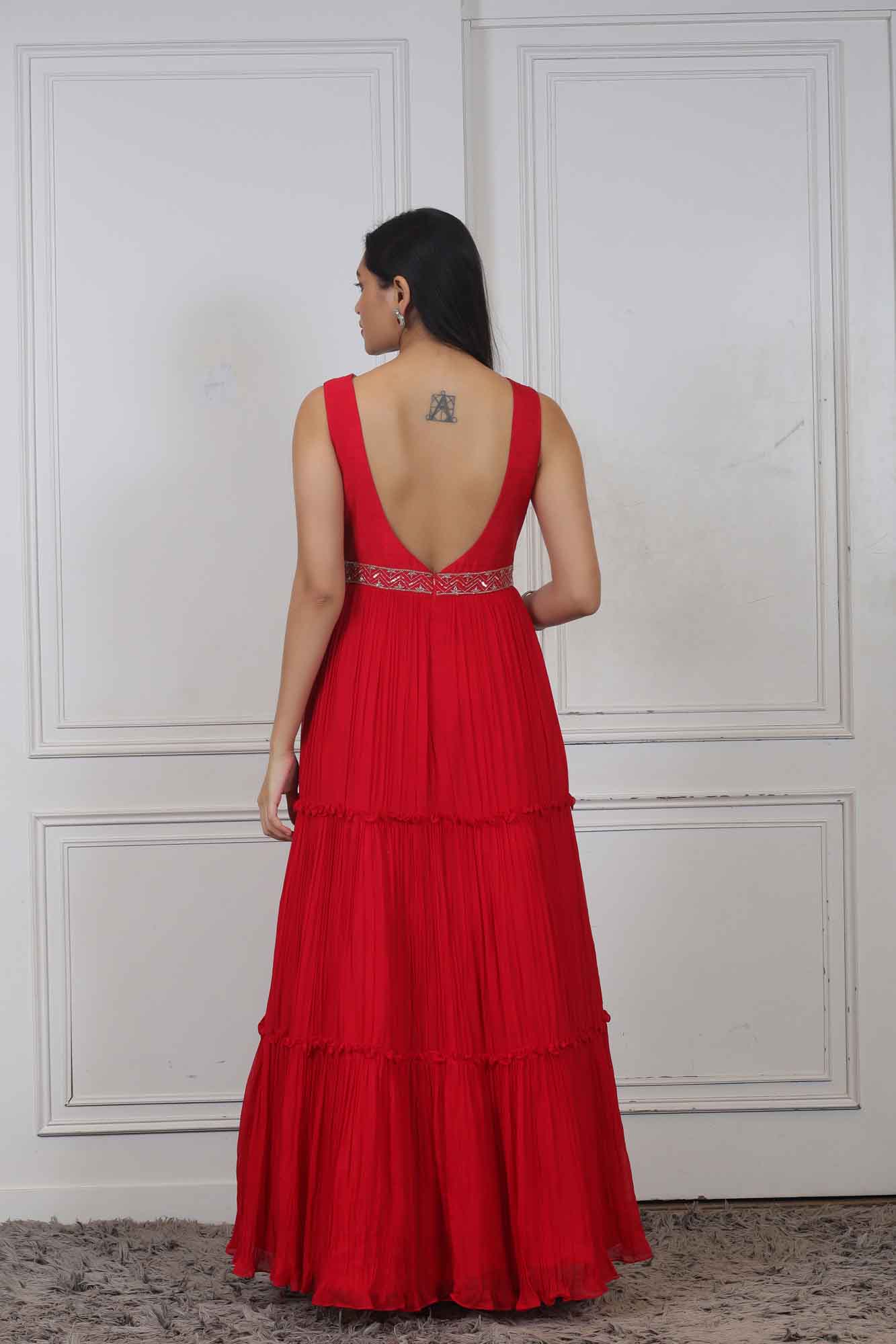 Party wear Gown in Red Color at online Simaaya