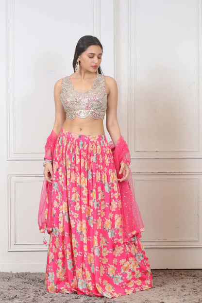 Party wear Lehenga in Pink color at online Simaaya