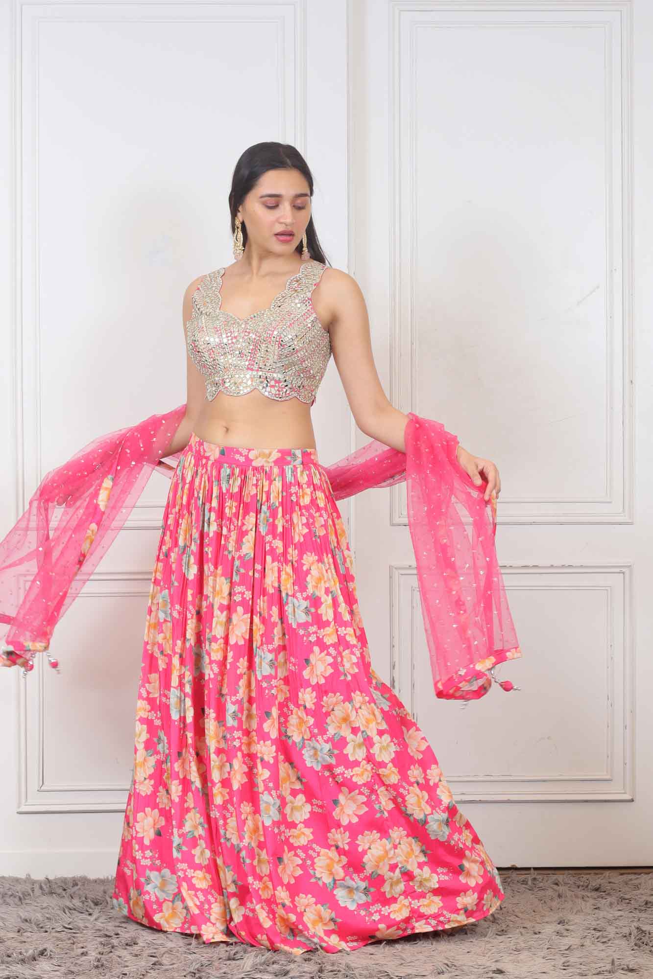 Pink party wear outlet lehenga