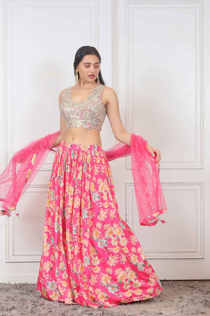 Party wear Lehenga in Pink color at online Simaaya