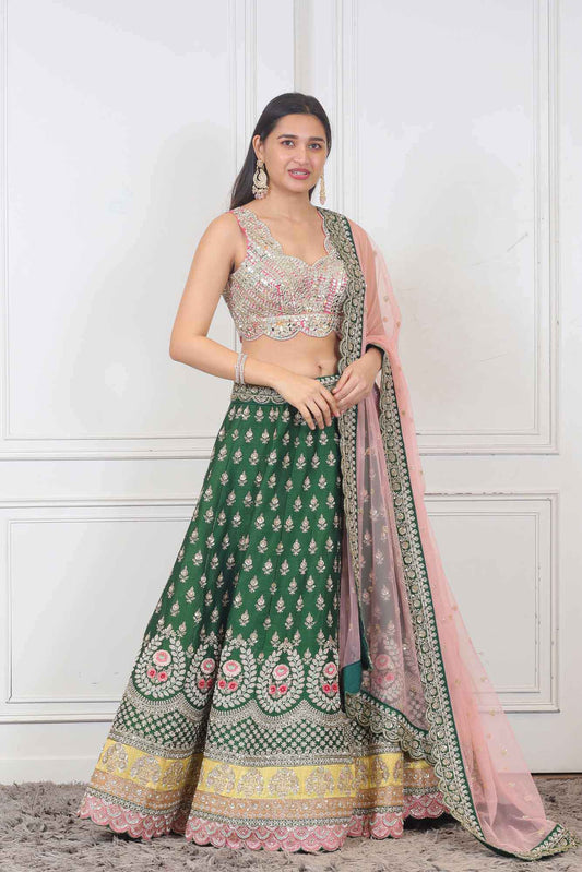 Wedding Lehenga in Green color at online Simaaya