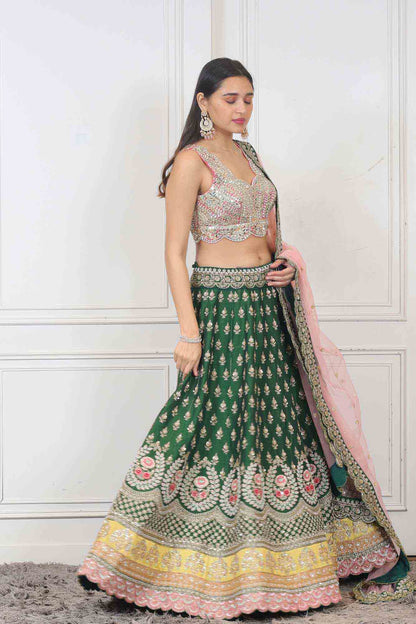 Wedding Lehenga in Green color at online Simaaya