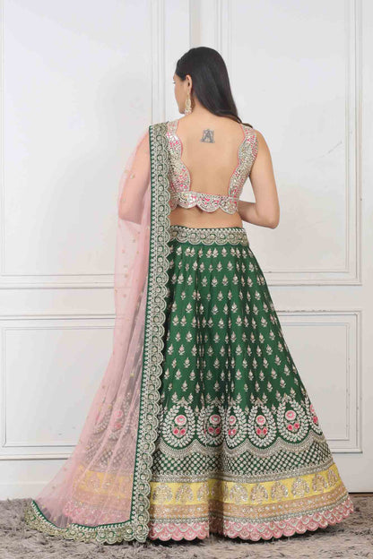 Wedding Lehenga in Green color at online Simaaya