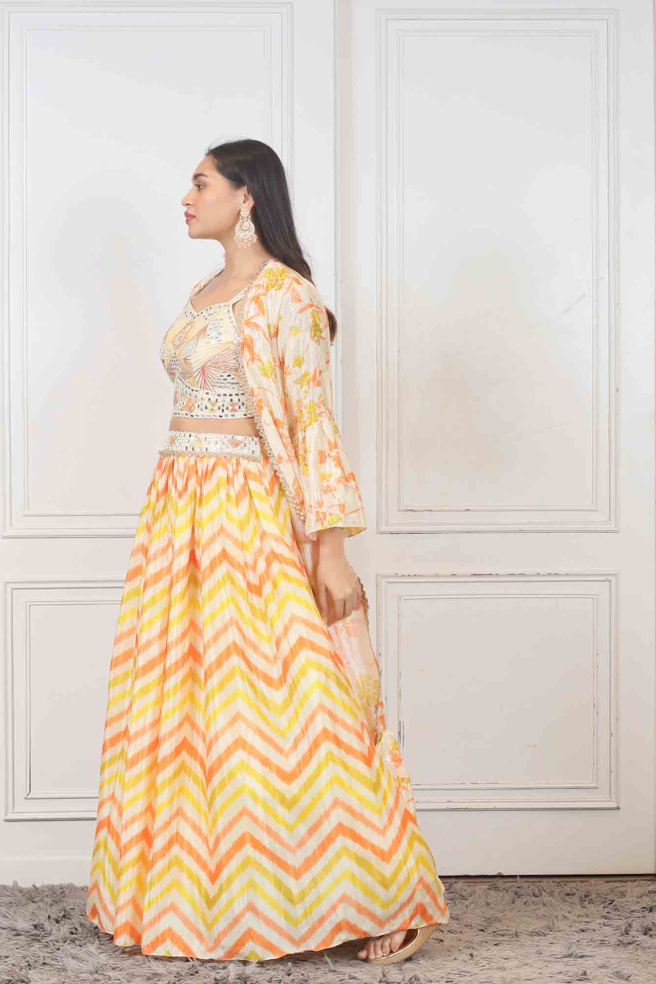 Party wear Lehenga in Yellow color at online Simaaya