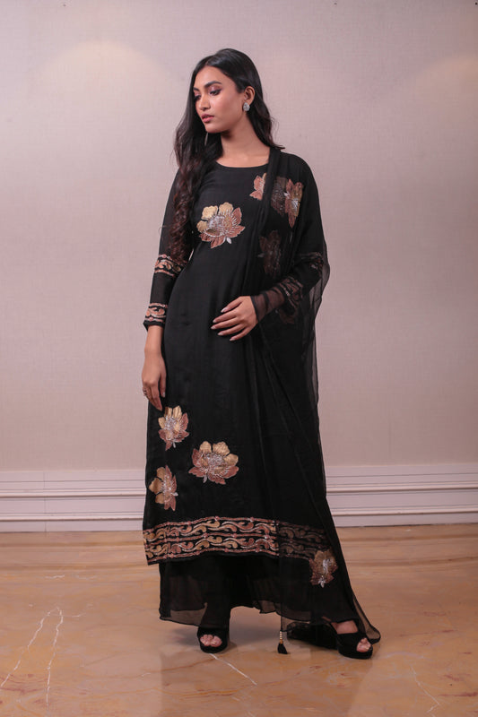 Designer Black Embedded Salwar Kameez Set