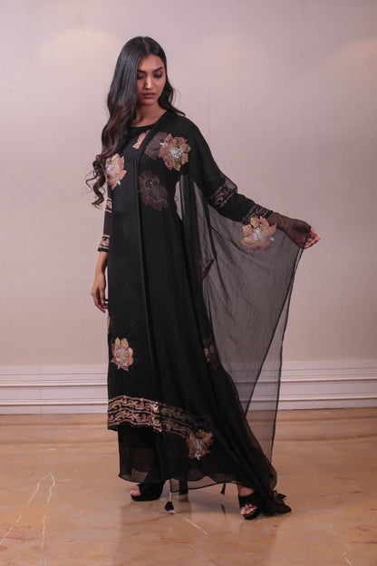 Designer Black Embedded Salwar Kameez Set