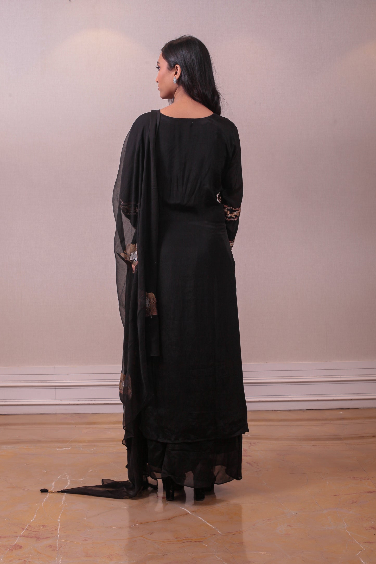 Designer Black Embedded Salwar Kameez Set