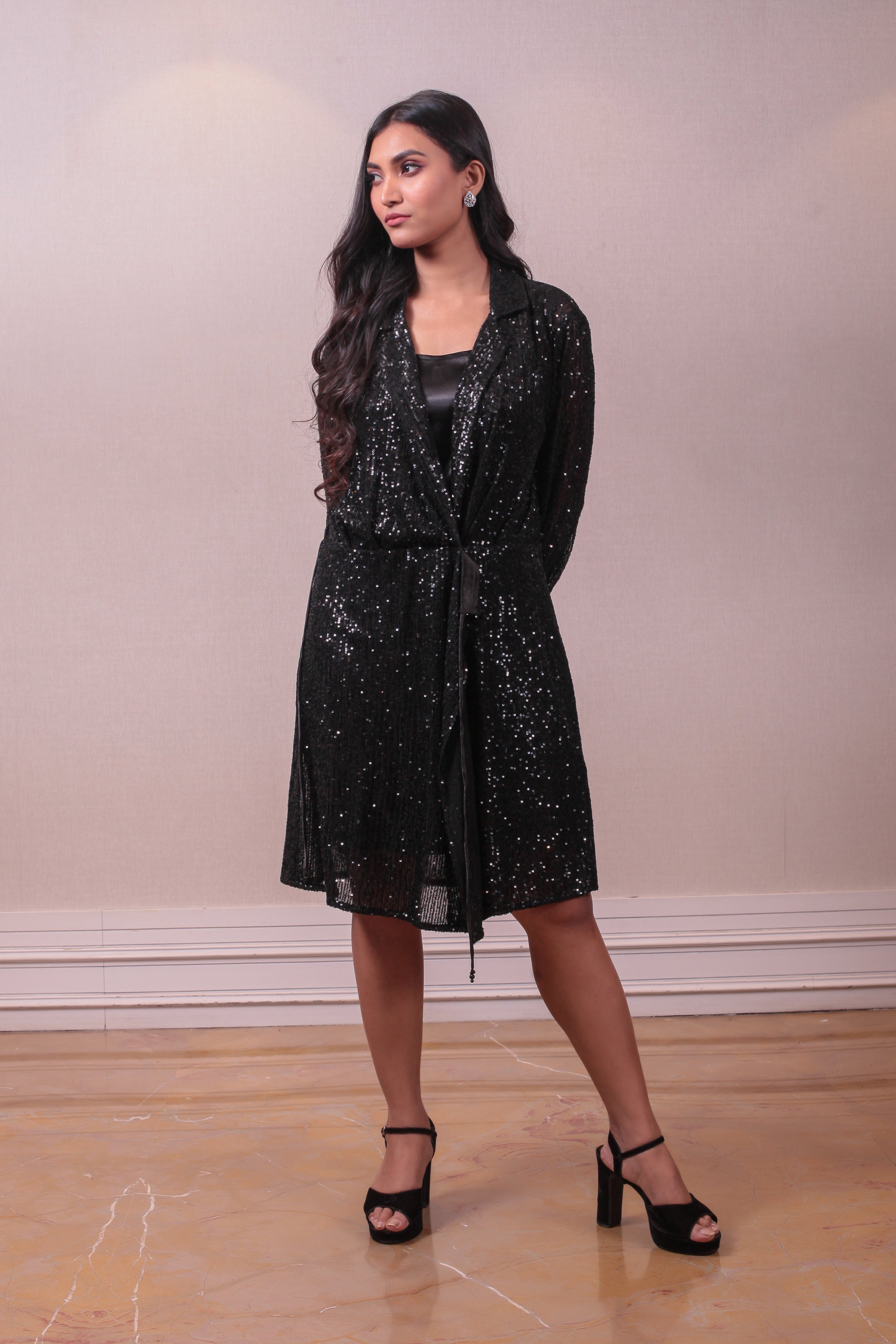 Black dress outlet and jacket set