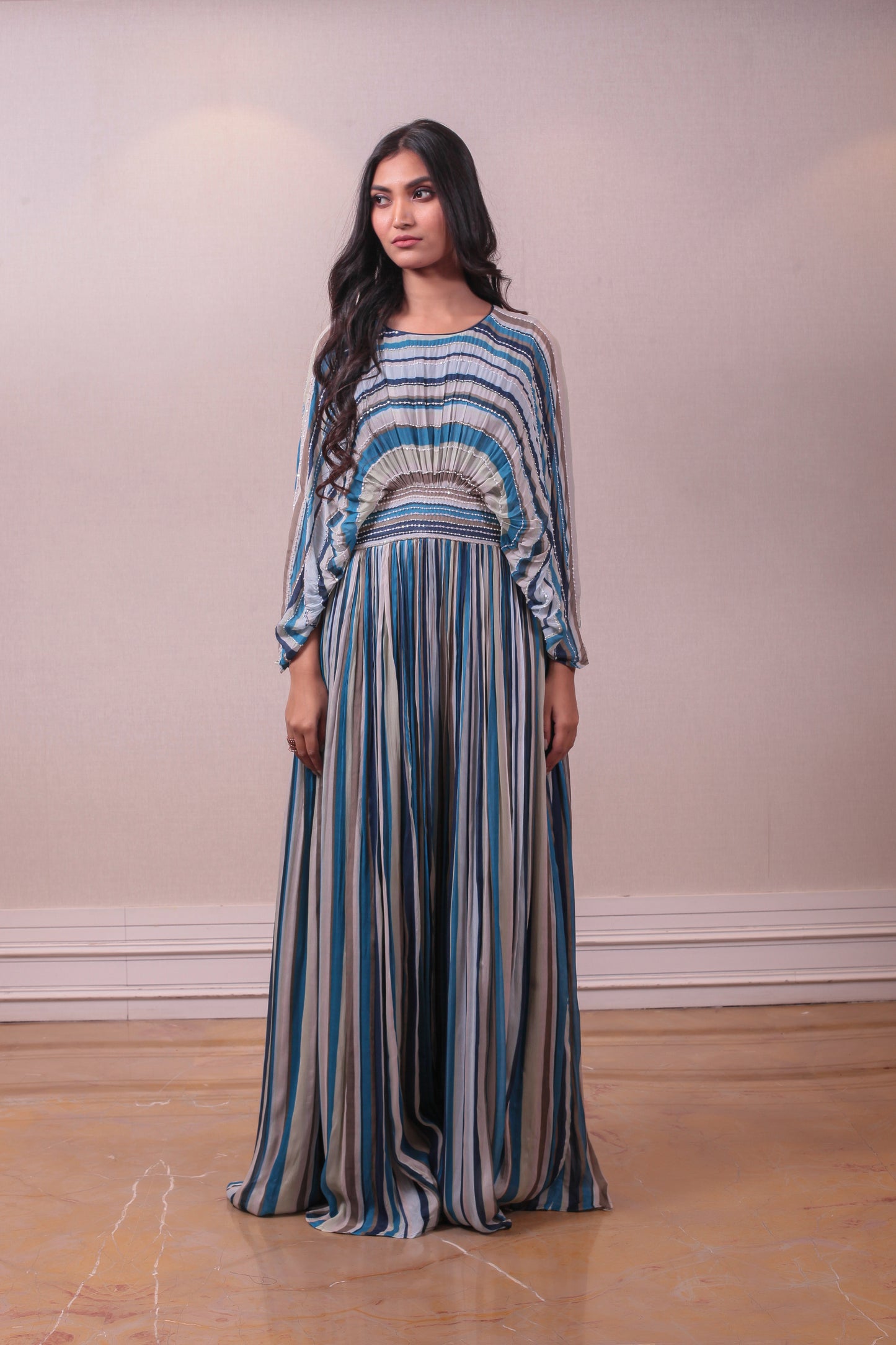 Designer Blue Chinon Palazzo Set