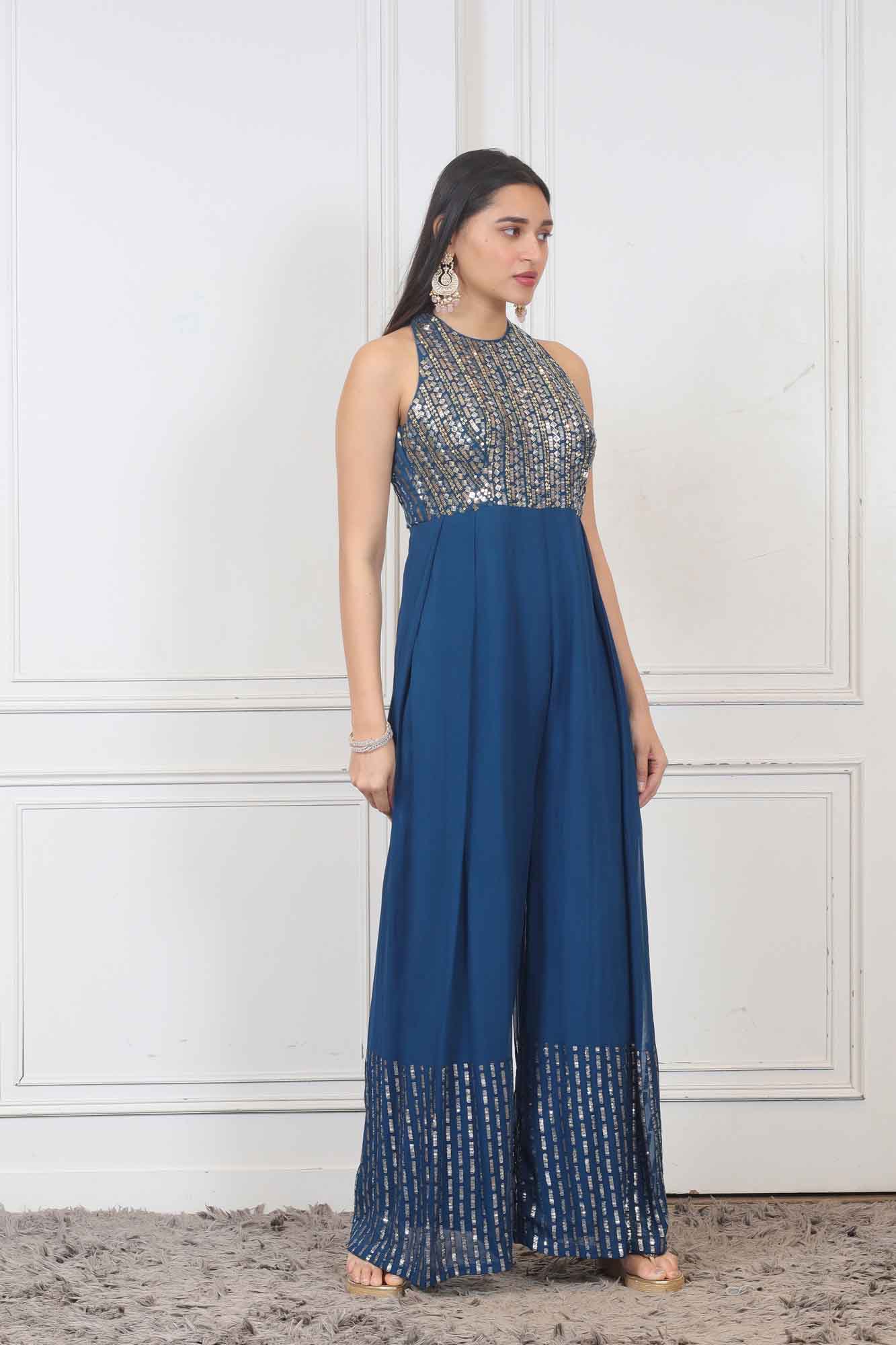 Party wear casual Jumpsuit in Blue color at online Simaaya