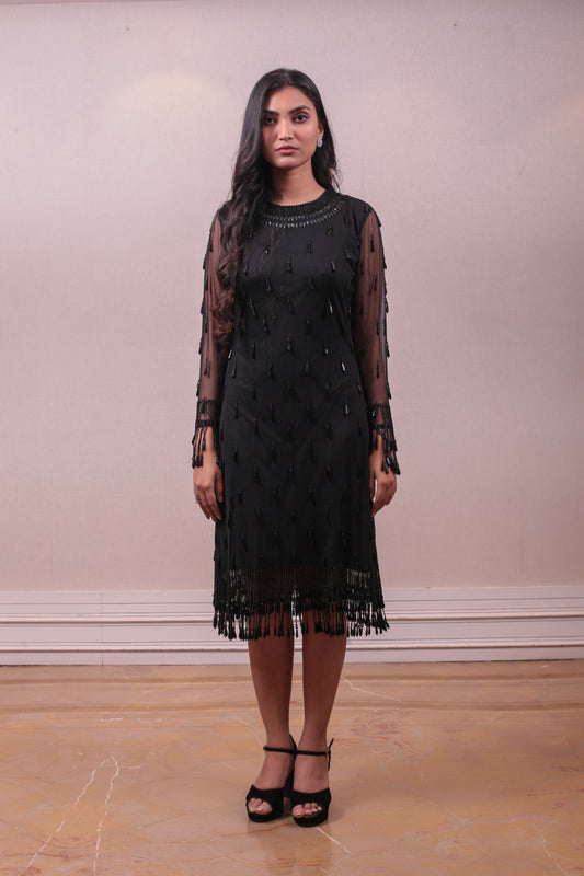 Designer Black Net Embellished Dress