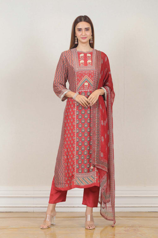 Casual Salwar suit in Red color at online Simaaya