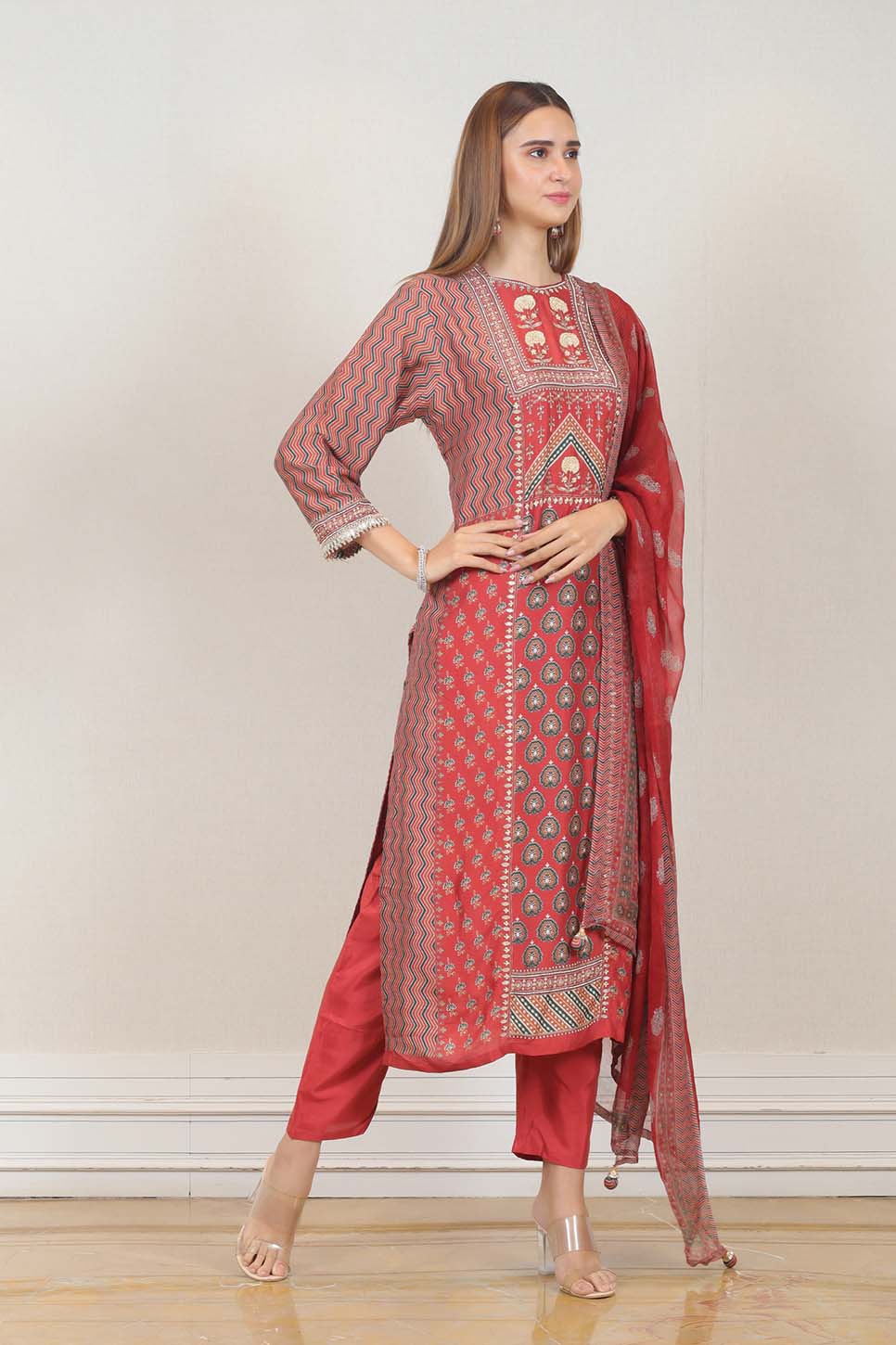 Casual Salwar suit in Red color at online Simaaya