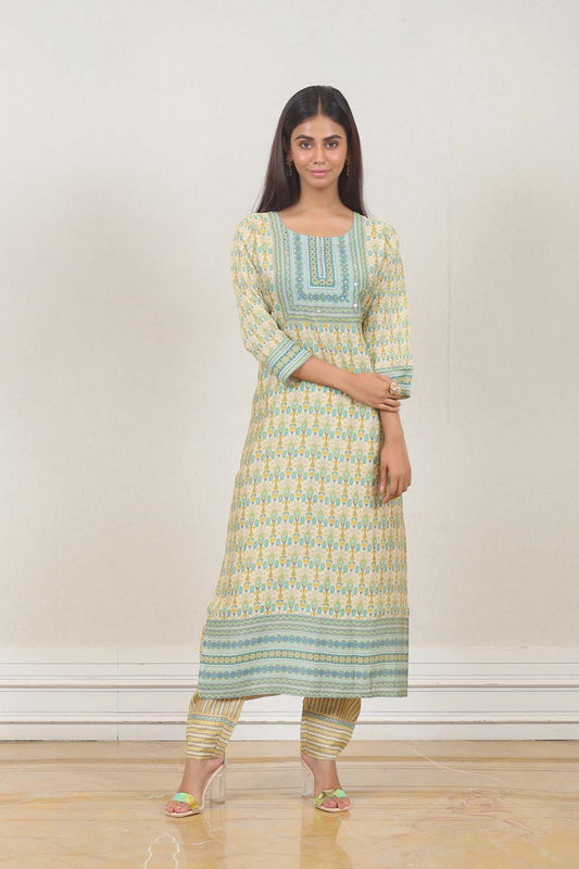 Casual Salwar suit in Green  color at online Simaaya