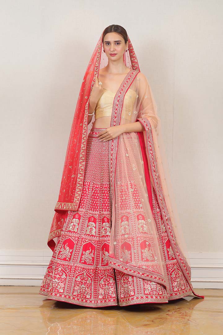 Wedding Lehenga in Red Color at online Simaaya