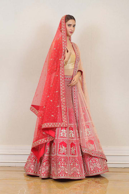 Wedding Lehenga in Red Color at online Simaaya