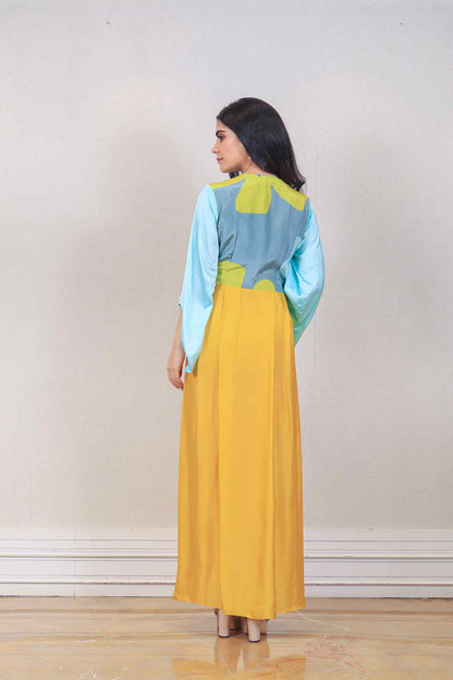 Designer Blue and yellow color Dress